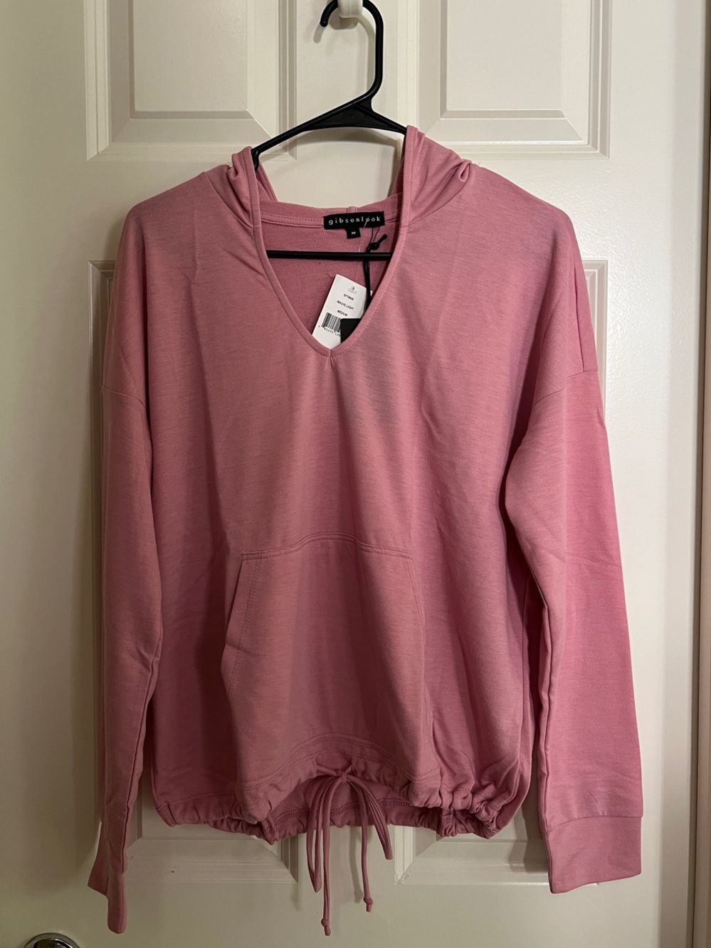 Gibson rose V-neck hooded sweatshirt with drawstring hem